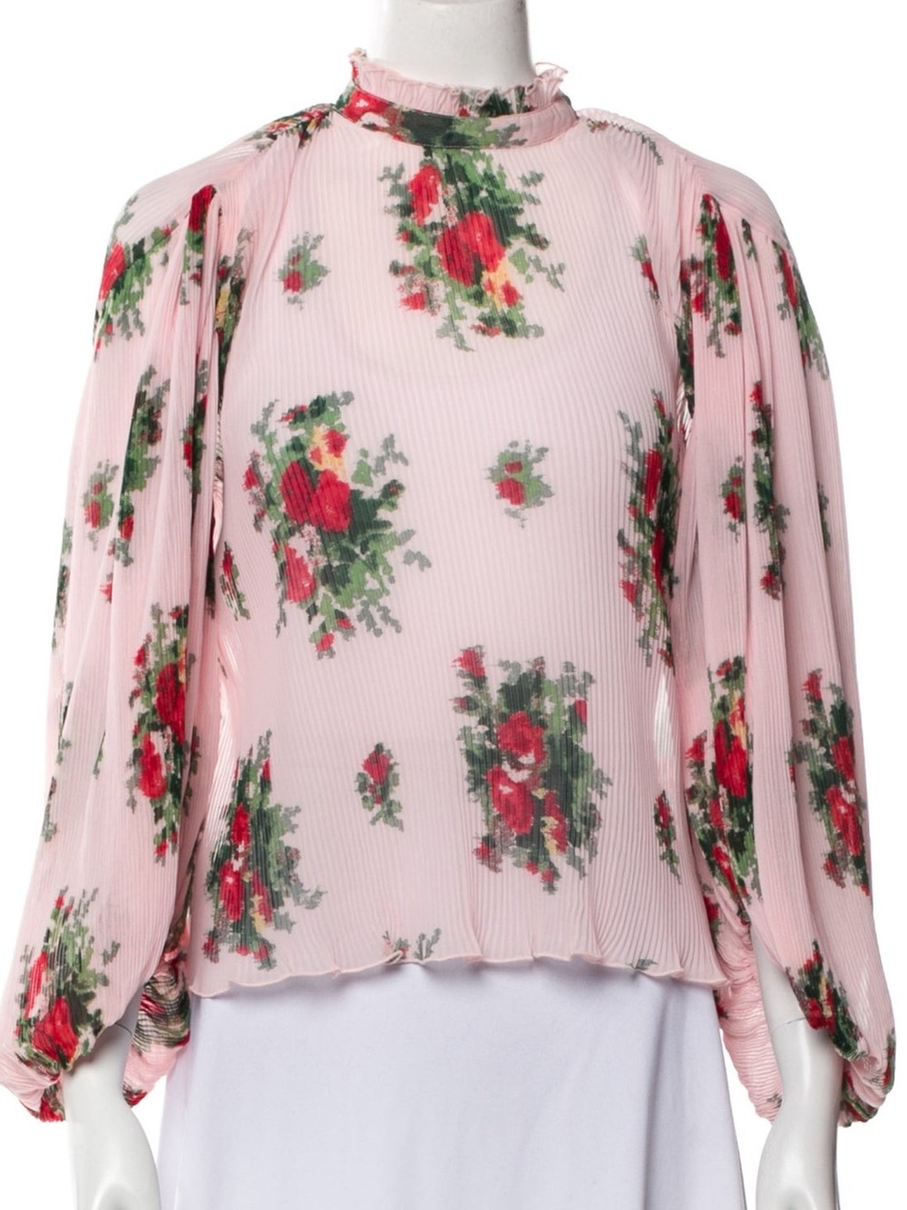 Ganni Pleated Georgette Blouse (L) - like new
